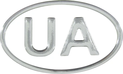 Наклейка UA (силикон) серебро 8x5 (68-41)