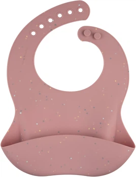Слинявчик силіконовий Canpol Babies DOTS з кишенькою 26х23 см Рожевий (51/029_pin)