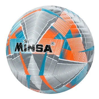 Мяч футбольный Minsa MS-3713 TPU, ламинированный, размер 5, вес 400-420 г, Серо-Голубой