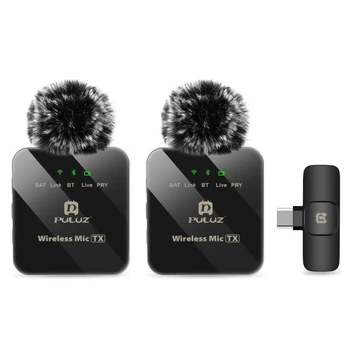 Петличные микрофоны с адаптером, выход Type-C, с Bluetooth и аккумулятором, 2 шт РULUZ