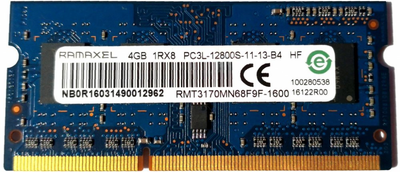 Пам'ять Ramaxel 4Gb SO-DIMM DDR3L 1600 MHz (RMT3170MN68F9F-1600)