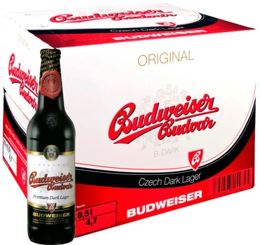 Упаковка пива Budweiser Budvar B Dark темне фільтроване 4.7% 0.5 л x 20 шт (8594403150827)