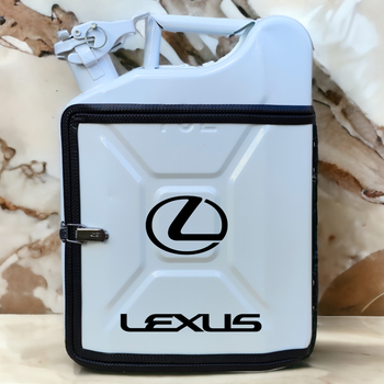 Подарочный набор для мужчин Канистра бар 10 л белая с логотипом Lexus + 2 бокала