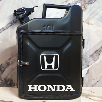Подарочный набор для мужчин Канистра бар 10 л черная с логотипом Honda + 2 бокала