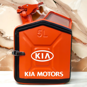 Подарочный набор для мужчин Канистра бар 5 л оранжевая с логотипом KIA + 2 бокала