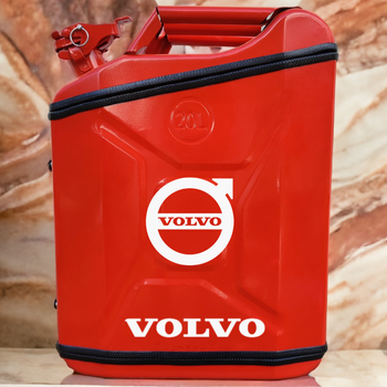 Подарочный набор для мужчин Канистра бар 20 л красная с логотипом Volvo + посуда в мини бар