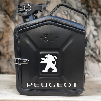 Подарочный набор для мужчин Канистра бар 5 л черная с логотипом Peugeot + 2 бокала