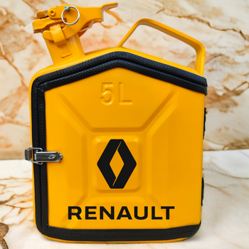 Подарунок набір для чоловіків Каністра бар 5 л жовта з логотипом Renault + 2 келиха