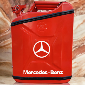 Подарочный набор для мужчин Канистра бар 20 л красная с логотипом Mercedes-Benz + посуда в мини бар