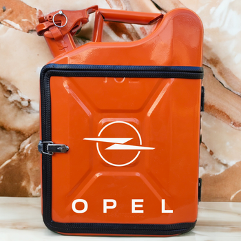 Подарочный набор для мужчин Канистра бар 10 л оранжевая с логотипом Opel + 2 бокала