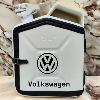 Подарунок набір для чоловіків Каністра бар 5 л біла з логотипом Volkswagen + 2 келиха
