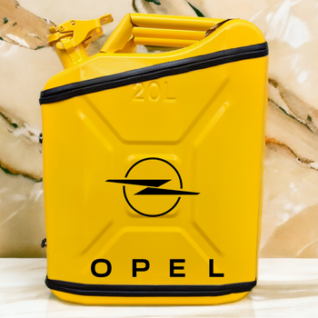 Подарочный набор для мужчин Канистра бар 20 л желтая с логотипом Opel + посуда в мини бар