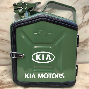 Подарочный набор для мужчин Канистра бар 5 л хаки с логотипом KIA + 2 бокала