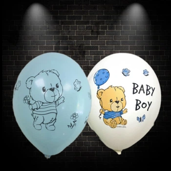 Куля повітряна латексна Baby Boy ведмедик на білому і блакитному Бельгія 12" 30 см BelBal набір 2 шт