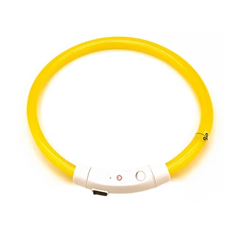 Светодиодный LED ошейник Lesko L-18 Yellow M USB светящийся водоотталкивающий для собак и котов