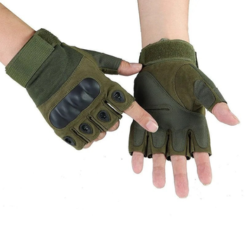 Тактические перчатки без пальцев, M, хаки (77056444)