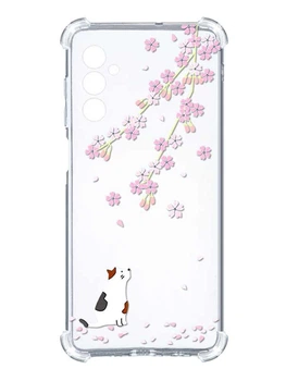 Чохол з потовщеними кутами на Samsung Galaxy S24 :: Котик і сакура (принт 283)