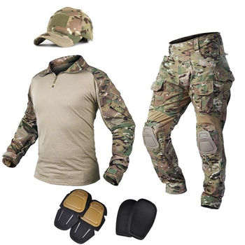 Тактичний костюм - куртка M65 (вітрівка), убакс, штани, кепка + захист Han Wild G3 multicam S