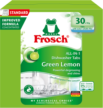 Таблетки для миття посуду в ПММ Frosch Лимон 30 шт х 18 г (4001499940132/4009175965134 )