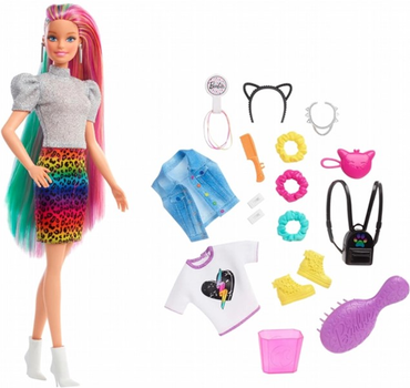 Lalka z akcesoriami Mattel Barbie Hair with Colorful Pattern 30 cm (0887961909029)