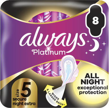 Гігієнічні прокладки Always Platinum Secure Night Extra (Розмір 5) 8 шт (8700216186742)