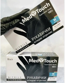 Рукавички нітрилові MedTouch, розмір M, чорні, 100 шт