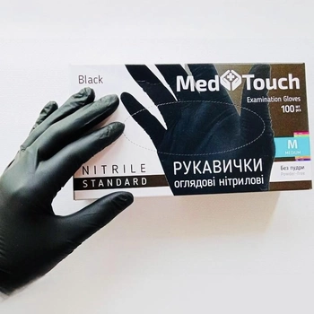 Рукавички нітрилові MedTouch, розмір M, чорні, 100 шт