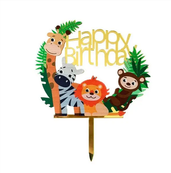 Топпер Для Торта Happy Birthday Африканские Животные | Разноцветный
