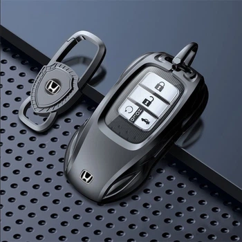 Металлический премиум чехол, кейс для ключа автомобилей Honda в подарочной магнитной коробке, (Black)