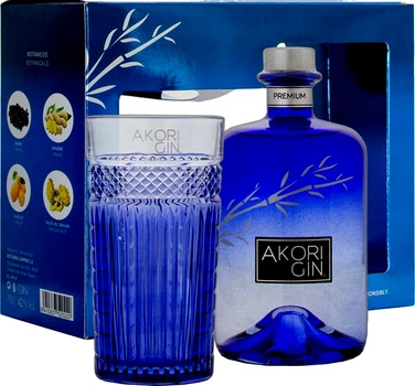 Джин Akori Premium у подарунковому пакуванні + 1 склянка 0.7 л 42% (8410837520220)