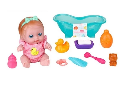 Пупс, высота 24 см, ванна, полотенце, купальные средства. Pink (145305)