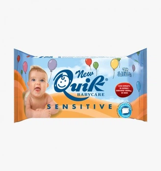 Дитячі вологі безспиртові дезінфекційні серветки Quik Sensitive 72 шт