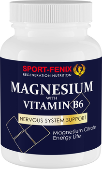 Магний с витамином B-6 Magnesium with Vitamin B6 SPORT-FENIX 90 капсул (4820259600419)