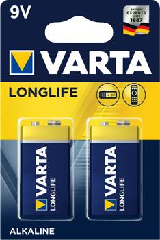 Батарейка Varta Longlife 6LR61 BLI 2 Alkaline (BAT-VAR-0003)