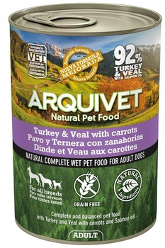 Вологий корм для собак Arquivet з індичкою та телятиною 400г (8435117890879)