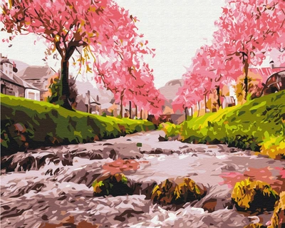 Картина по номерам Река у сакуры (BS25577) Brushme 40x50 см