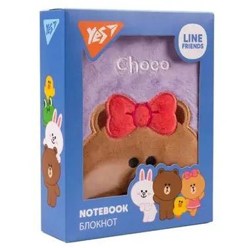 Блокнот пухнастий YES Line Friends Choco A6 80л в лінійку дитячий