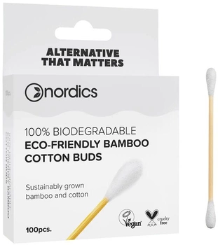 Бамбукові палички Nordics Bamboo Cotton Buds White 100 шт (3800500324395)