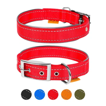 Ошейник для собак DOG Extreme нейлоновый двойной со светоотражающей вставкой красный размер XS ширина 15 мм длина 27-35 см для мелких пород щенков 67023