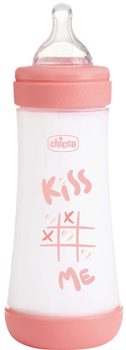 Пляшка для годування пластикова Chicco Perfect 5 Love із силіконовою соскою 4+ міс. 300 мл Рожева (20235.11.40)