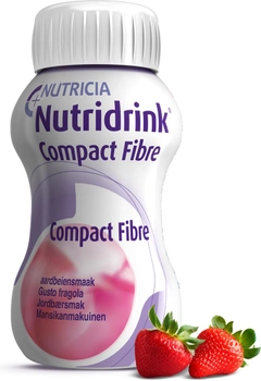 Энтеральное питание Nutricia Nutridrink Compact Fibre Strawberry со вкусом клубники с высоким содержанием энергии и пищевыми волокнами 4 шт х 125 мл (8716900551628)