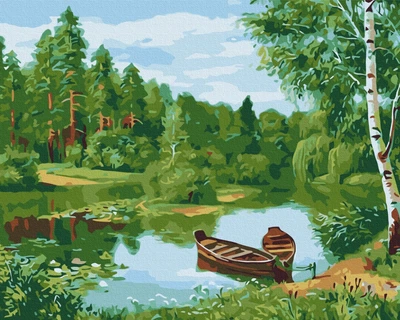 Картина на підрамнику за номерами Лісове озеро