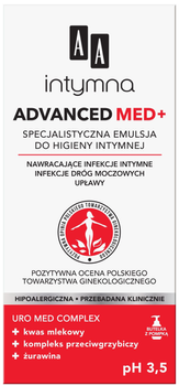 Емульсія для інтимної гігієни AA Cosmetics Intymna Advanced Med+ спеціалізована pH 3.5 300 мл (5900116028927)