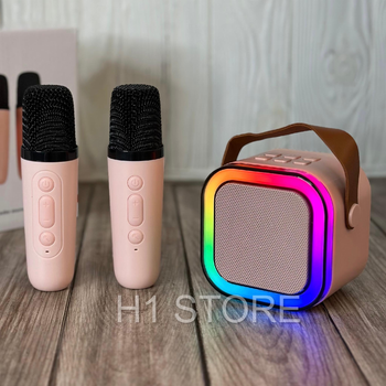 Портативна Bluetooth колонка 2в1 з RGB-підсвічуванням K12, 10W колонка-караоке 2 мікрофони