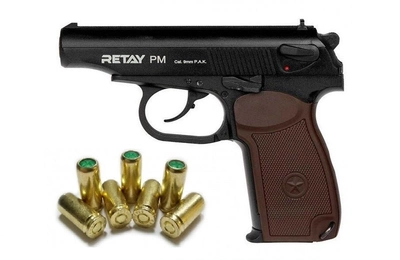 Стартовий шумовий пістолет RETAY Makarov + 20 шт холостих набоїв (9 мм)