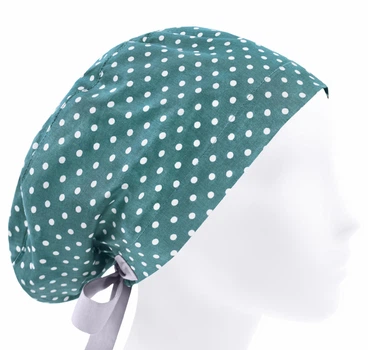 Медицинская шапочка женская HeadwearUniverse универсальная принт Горох мелкий белый