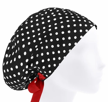 Медицинская шапочка женская HeadwearUniverse универсальная принт Горох белый на чёрном
