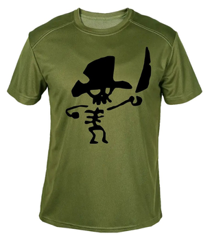 Футболка потовідвідна армійська ЗСУ з принтом "Пірат скелет" в оливі M