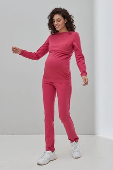 Спортивный костюм для беременных и кормящих с начесом Kortney XS Юла Мама Малиновый