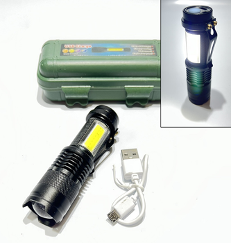 Фонарик ручной с боковой светодиодной панелью BL-525 XPE COP-880000W, ЗУМ, от USB